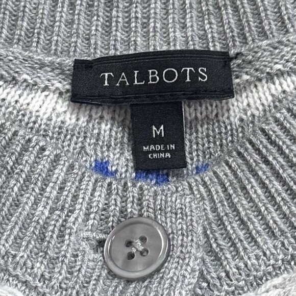 Talbots Fair Isle Cardigan Sweater Lambswool Blend Nordic Holiday Cabin Cozy M - Picture 7 of 10